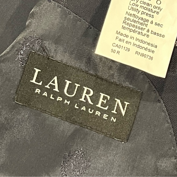 Lauren Ralph Lauren Wool Blend 2-Piece Suit Navy Blue Windowpane Plaid 50R 40x30 - Picture 7 of 16